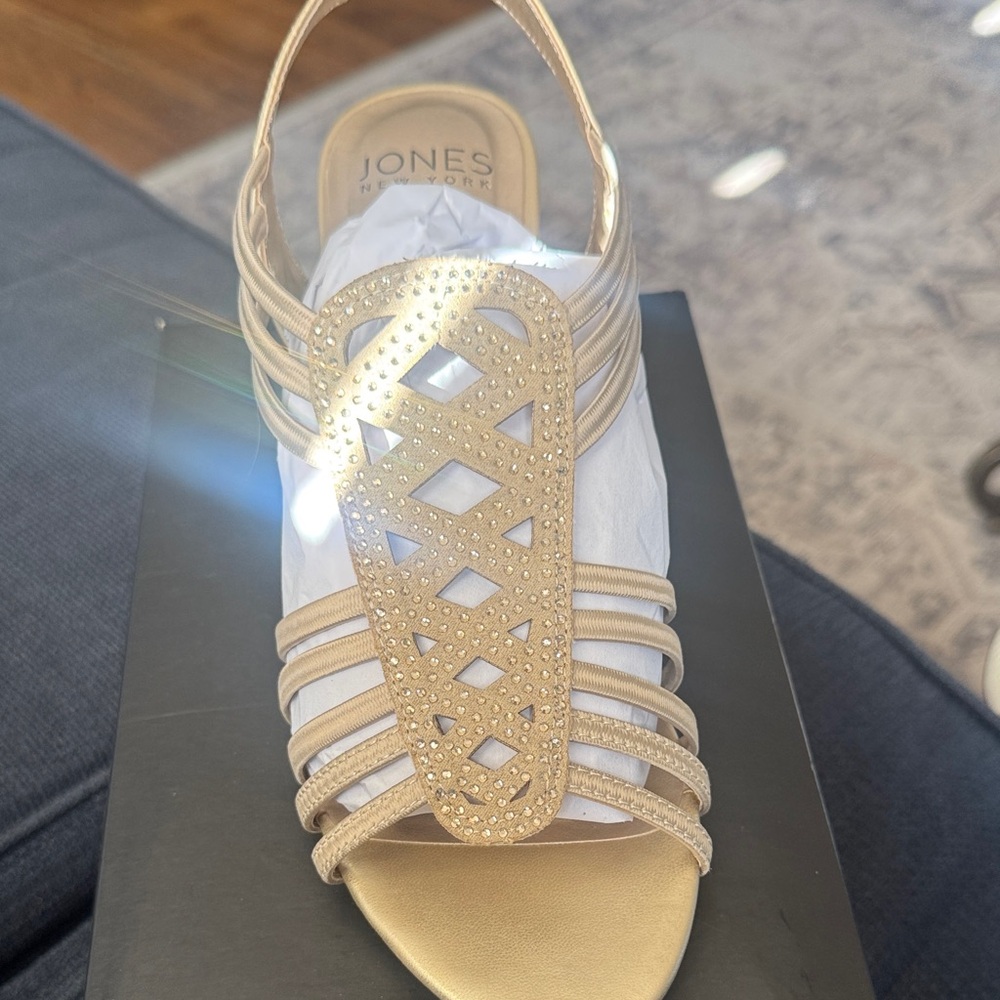 Jones New York Soft Gold Strappy Heels